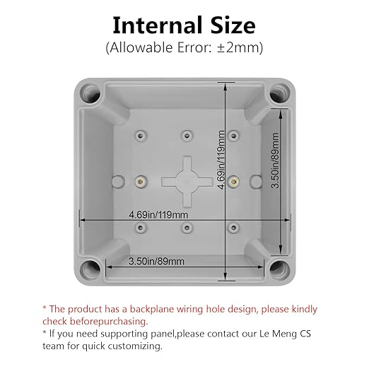LeMotech Junction Box IP67 Waterproof Dustproof ABS Plastic Project Box for Electrical Outdoor Enclosure Gray 4.9 x 4.9 x 3.9 inch (125 x 125 x 100 mm)