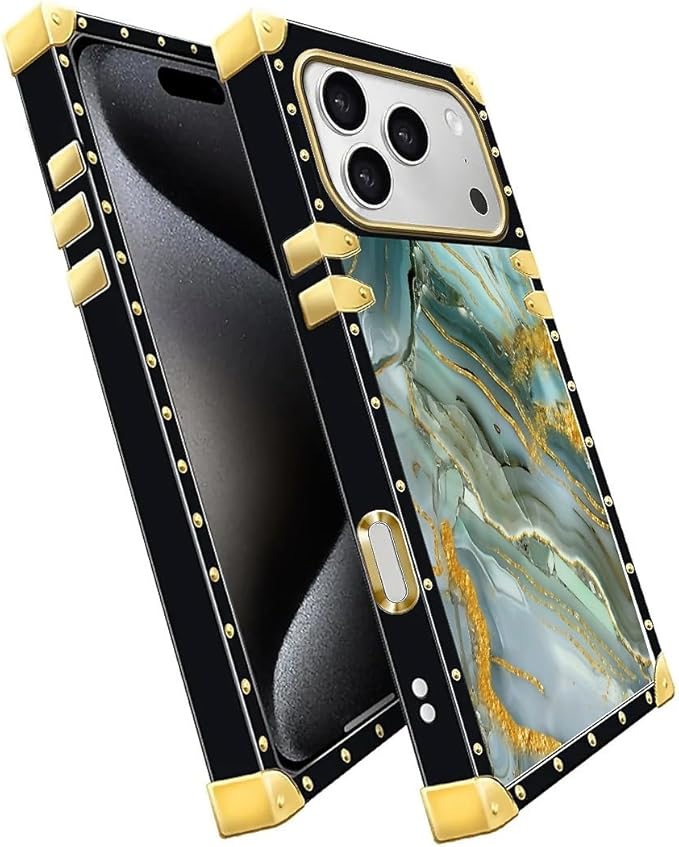 for iPhone 17 Pro Case Luxury Golden Decoration for Girl Women Soft TPU Shockproof Protective Hard PC Back for iPhone 17 Pro Crazy Pattern Golden Texture Marble Veining