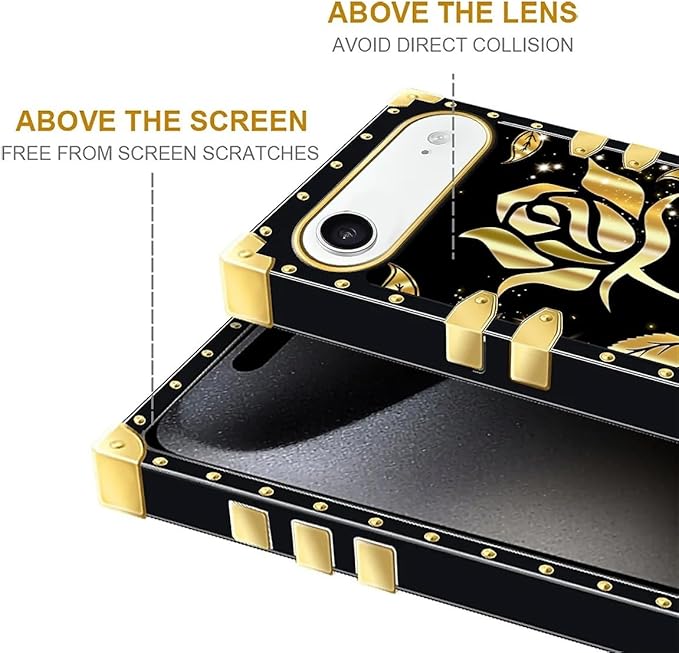 for iPhone 17 Air Case Luxury Golden Decoration for Girl Women Soft TPU Shockproof Protective Hard PC Back for iPhone 17 Air Crazy Pattern Shine Gold Rose