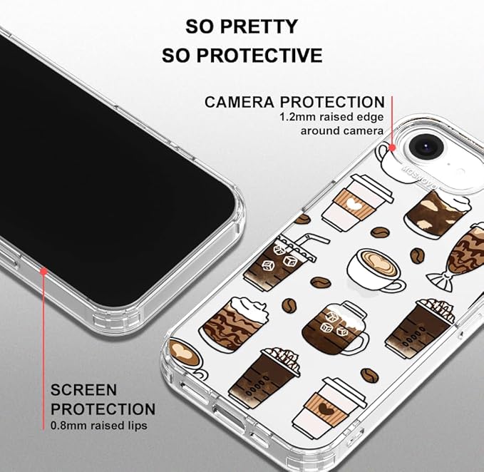 MOSNOVO for iPhone 17e Case/iPhone 16e Case, Shockproof Military-Grade Protection 6.6ft Drop Tested, Clear Phone Case for iPhone 16e / iPhone 17e, Coffee Design