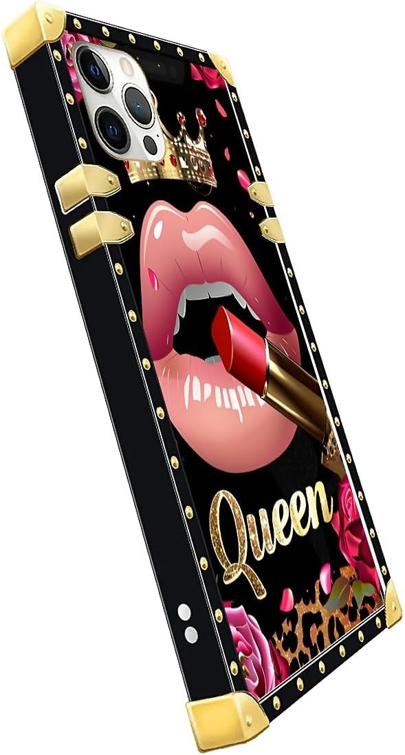 Compatible with iPhone 11 Pro Max Case, Glitter Red Rose Queen Leopard Lipstick Luxury Golden Decoration for Girl Women Soft TPU Shockproof Protective Hard PC Back