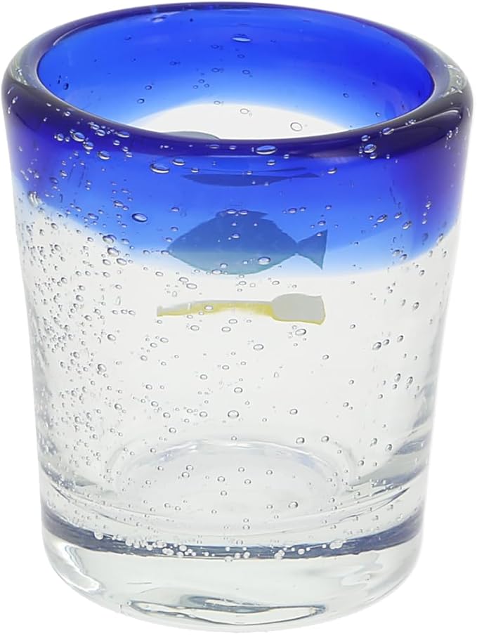 Pavilion Gift Company - Oars & Fish - 2.5oz Shot Glass River Cabin Outdoors Bubble Shot Glass Kitchen Drinkware Glassware