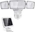 GLORIOUS-LITE Solar Security Lights 2400mAh LED Motion Sensor Light Outdoor, Rechargable 1600lm Solar Flood Light, 5500-6000K, IP 65 Waterproof for Garage, Yard, Porch, Entryways - White