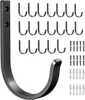 20-Pack Wall Hooks for Hanging Towel/Coat - 22LB Screw in Metal Hanger Wall Mount, for Outdoor, Closet, Door, Bathrooms, for Backpack, Robe, Black