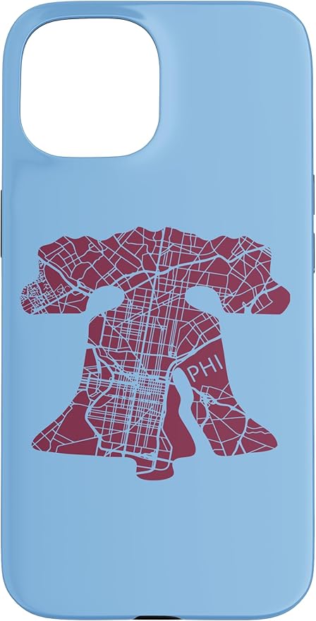 Philadelphia Street Map Liberty Bell Vintage Maroon Philly Case for iPhone 15