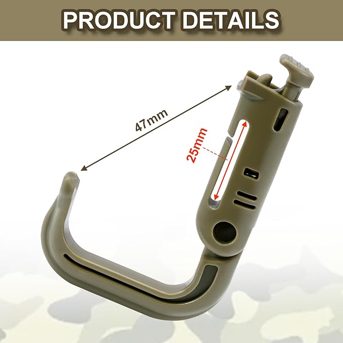 6 Pack 2.12“ Tactical Locking D Ring Plastic Carabiner Backapck Molle Hook Clip for Webbing Straps Bag