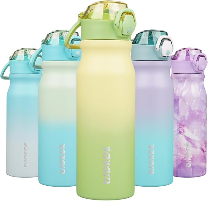 BJPKPK Stainless Steel Insulated Water Bottle with Straw Lid 25oz Reusable Metal Thermal Flask Bottles Keep Cold and Hot,Lime