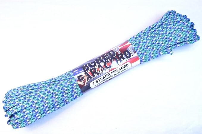 BORED? PARACORD! 550 lb Paracord – Ideal for Crafting, DIY Projects, Camping, Military & Active Outdoors – 300+ Colors – Tactical Parachute Cord Type III – Strong - Peacock 50 Feet