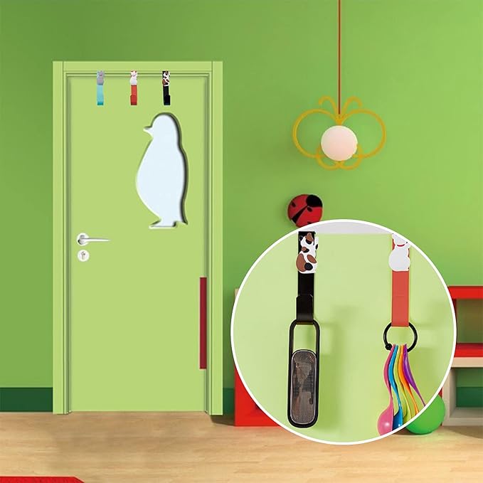 Over The Door Hooks, 6Pcs Sturdy Metal Single Over Door Hooks with Animal Decorative Over The Door Towel Rack for Hanging Towels, Clothes,Bags, Hats (Cat Decoration)