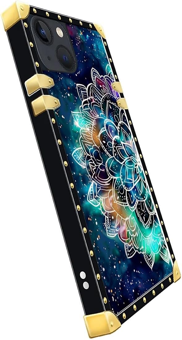 Compatible with iPhone 13 Case, Starry Sky Colourful Mandala Luxury Golden Decoration for Girl Women Soft TPU Shockproof Protective Hard PC Back for iPhone 13