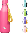 Konokyo Insulated Water Bottle with Strap,18 oz Double Wall Stainless Steel Vacuum Bottles Metal Water Flask,Pink