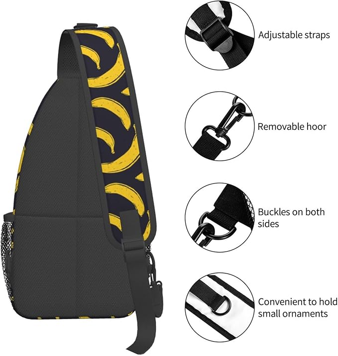 Pop Art Banana Sling Bag For Women Men Fashion Fruits Print Backpack Crossbody Shoulder Bag Sling Backpack Chest Bag Travel Hiking Casual Sport Daypack