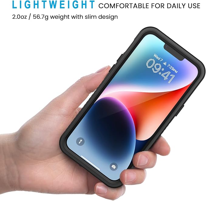 Lanhiem for iPhone 14 Case, IP68 Waterproof Dustproof with Built-in Screen Protector, Rugged Full Body Shockproof Phone Cover for iPhone 14, 6.1 inch (Black)