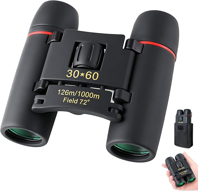 30x60 Mini Compact Binoculars for Adults Kids, HD Portable Waterproof Pocket Binoculars, Lightweight Folding Easy Focus for Bird Watching, Hunting, Concert, Theater, Travel Hiking Outdoor Sports