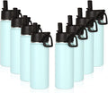Volhoply 18oz Insulated Water Bottle Bulk 8 Pack,Kids Stainless Steel Water Bottles with Straw,Double Wall Vacuum Metal Cups Water Bottle,Wide Mouth Reusable Sport Flask for Cold Drink(Fog,8 Set)