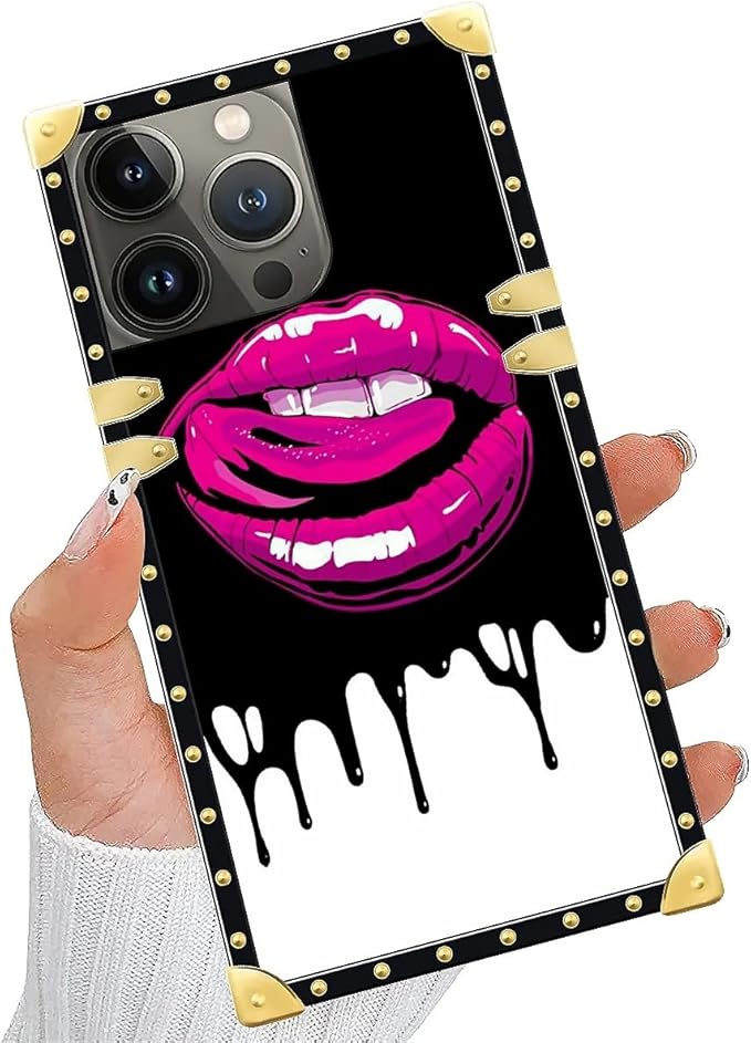 Compatible with iPhone 13 Pro Case, Black White Red Slap Sexy Luxury Golden Decoration for Girl Women Soft TPU Shockproof Protective Hard PC Back for iPhone 13 Pro