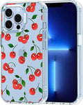MOSNOVO Case for iPhone 13 Pro, [Buffertech 6.6ft Military-Grade Drop Protection] [Anti Peel Off Tech] Clear TPU Bumper Phone Case Cover Design - Cute Cherry