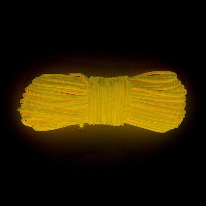 Glow in The Dark Zesty 550lb Paracord – 21 Strand Luminous Parachute Cord for Nighttime Outdoor Utility – 8 Colors and Length Options of 25', 50’, 100’, and 1,000’