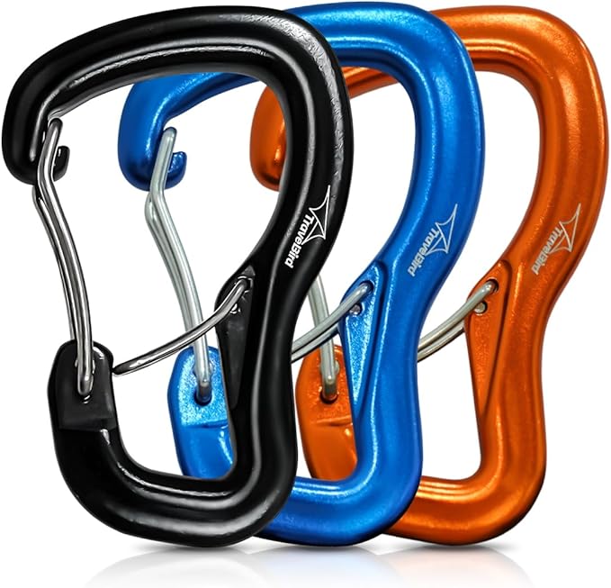 Heavy Duty Carabiner Clip Hook 8KN (1763 lbs), 2 PCS Ultra-Light Aluminum Caribeaners with Double Door D Ring Shape, for Hammock, Camping, Hiking, Backpacking, Dog Leash, Keychain Clip