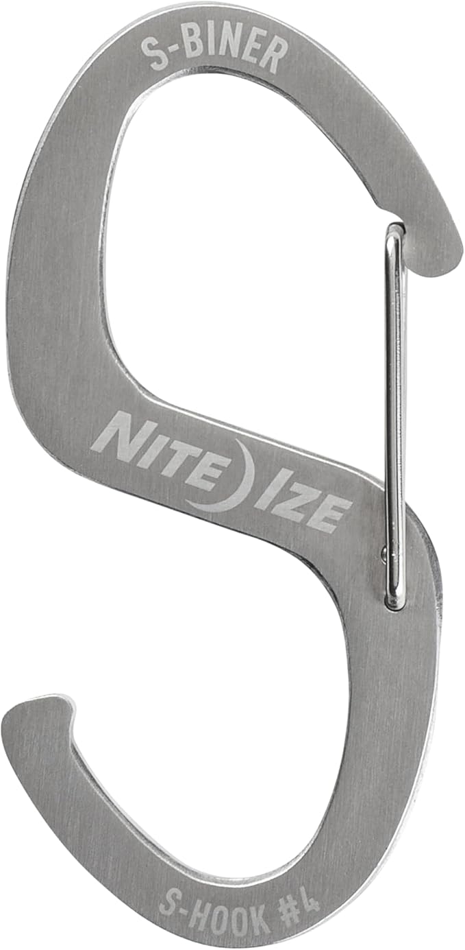 Nite Ize S-Biner Hook 'N Hold S-Hook - Durable Hook for Hanging Equipment & Everyday Use - Multipurpose Stainless Steel S-Hooks with S-Biner Clip - Securely Clip Tools & More - 5 Pack