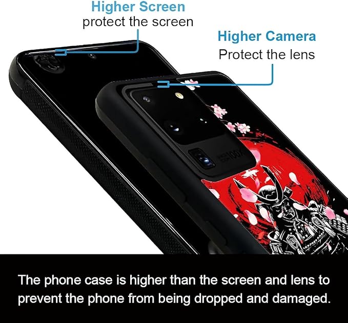 for Samsung Galaxy S20 Ultra Case, Sakura Japanese Samurai Pattern Graphic Design Girl Boy Soft Silicone Hard Acrylic Shock Protection for Samsung Galaxy S20 Ultra