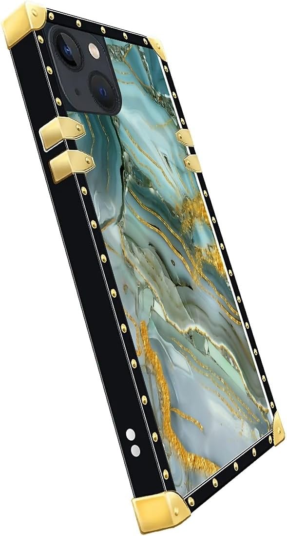 Compatible with iPhone 15 Case, Golden Texture Marble Veining Luxury Golden Decoration for Girl Women Soft TPU Shockproof Protective Hard PC Back for iPhone 15