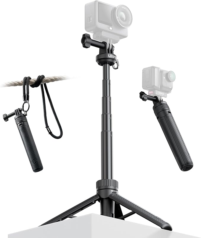 23.62" Action Camera Selfie Stick Tripod Stand w Neck Lanyard, ULANZI MT92 Portable Adjustable Vlog Handle Grip for GoPro 13/12/11/10/9/8/7/6, Xtra Edge, DJI Osmo Action 6/5 Pro/4/3, Insta360