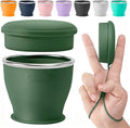 Collapsible Travel Cup, BPA-Free Reusable Water Cup, Lightweight Drinking Cups with Lids and Carrying Strap, Dishwasher Safe Silicone Cups for Camping, Travel, Airports, Hotel (6.7oz, Green)