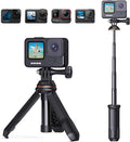 K&F CONCEPT 33.5cm/13.2" Selfie Stick Tripod, Portable Vlog Handle Grip Action Camera Selfie Stick for GoPro Hero 13/12/11/10/9/8/Max, DJI Osmo Action 5/4/3/2/1. (Black)
