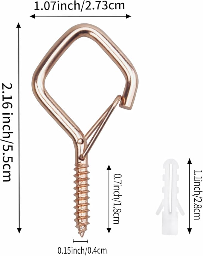 120 Pcs Rose Gold Eye Hooks Screw Heavy Duty,Ceiling Hooks for Hanging Plants,String Lights,Cup,Wind Chime,Bird Feeders. Plant Hanger Indoor&Outdoor