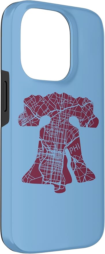 Philadelphia Street Map Liberty Bell Vintage Maroon Philly Case for iPhone 14 Pro