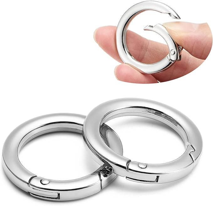 DEVPSISR 4pcs Flat Trigger Spring O Rings,Metal Keychain Ring Round Carabiner Clips for Keyrings Buckle, Bags,Purses,Purses