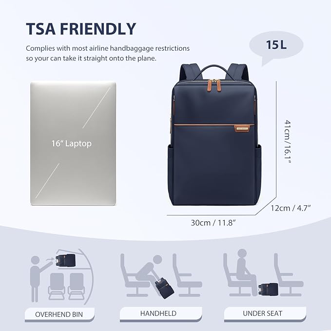 Laptop Backpack for Women, Work Business Traval Computer Backpacks with Laptop Compartment Waterproof Casual Daypack for Travel College,16Inch,Navy Blue