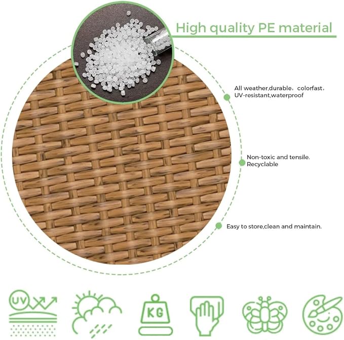 130 Ft Plastic Wicker Repair Supplies, Wicker Repair Kit, Synthetic Rattan Material for Patio Chair Repair Flat Wicker Furniture Repair Replacement (Light Wood Grain)