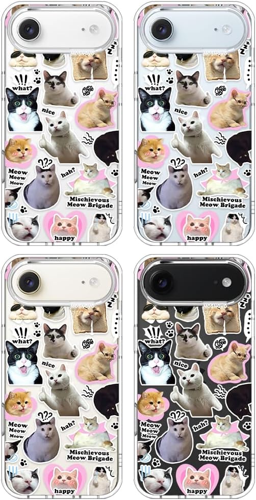 MOSNOVO for iPhone Air Case | Military Grade 6.6ft Drop Tested | Camera Control | Clear with The Cat Brigade Design
