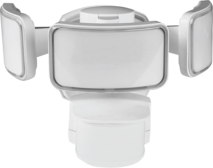 Feit Electric LED Security Light with Motion Sensor, Outdoor 46W Flood Light, Adjustable 3 Head, Wall Mount, 5000 Lumens, 5000k Daylight, Hardwired, White S10.5TFL/850/MOT/WH