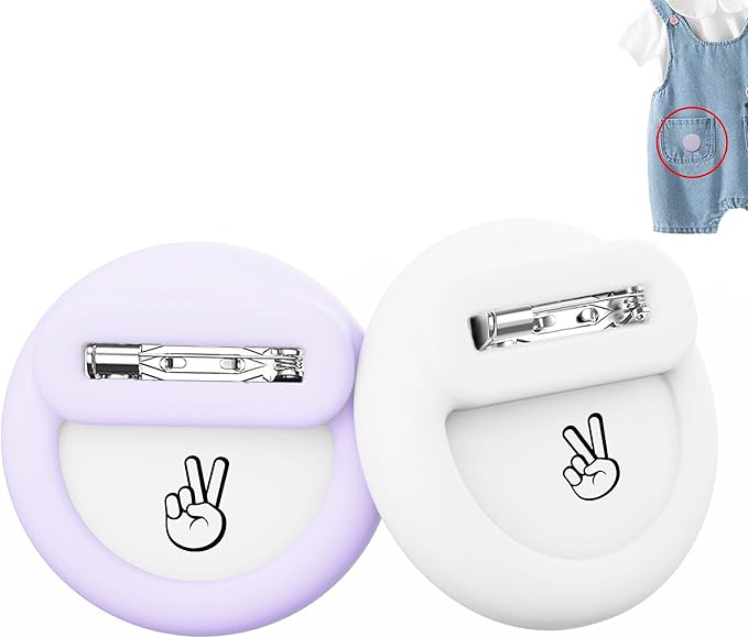 for Air Tag Holder for Kids (2 Pack), Hidden GPS Tracker Case with Pin for Airtag 1st & 2nd Gen, Silicone Protective Cover for Toddlers, Children, Elderly, Cloth, Pants, Shoe, Backpack(White+Purple)