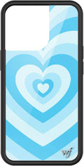 Wildflower Cases - Compatible with iPhone 13 Pro | Protective Black Bumper, 6.5ft Drop Test Certified, Women Owned Small Business | Trendy Blue Heart Aesthetic | Blue Moon Latte Love