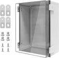 Electrical Box IP65 Waterproof ABS Plastic Enclosure Outdoor and Indoor Project Box Hinged Clear Cover with Mounting Plate Wall Brackets, Outer Dimension 15.7"x 11.8" x 7.1", Grey