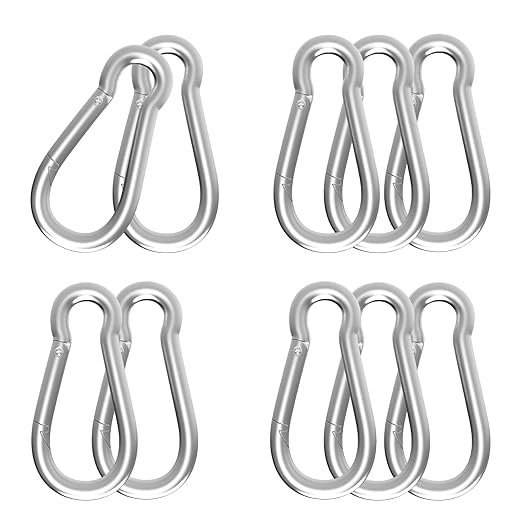Carabiner, Heavy Duty Galvanized Steel Spring Snap Hook Carabiner Clips with 260LBS Holding Capacity, Ideal for Outdoor, Hammock, Swing and Travel (M6 2.35Inch, 10PCS)