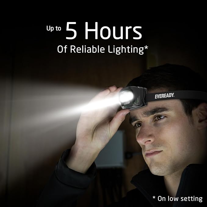 Rechargeable LED Headlamps by Eveready (2-Pack), IPX4 Water Resistant Head Lights for Running, Camping, Emergency, Outdoors (USB Cable Included),Black (2-Pack),Adjustable