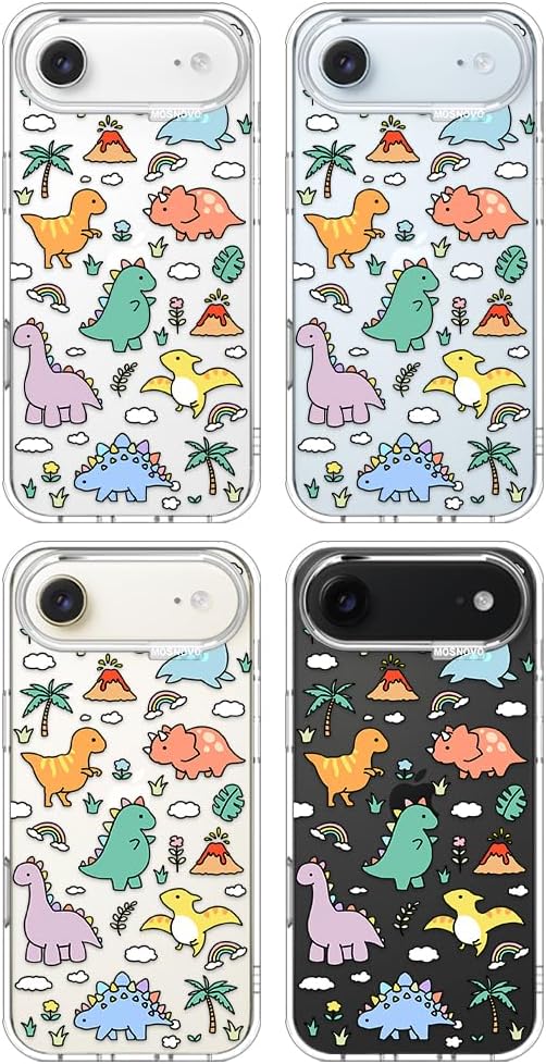 MOSNOVO for iPhone Air Case | Military Grade 6.6ft Drop Tested | Camera Control | Clear with Dinosaur Land Design