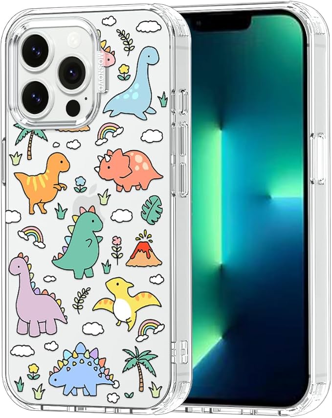 MOSNOVO for iPhone 13 Pro Case | Military Grade 6.6ft Drop Tested | Clear with Dinosaur Land Design