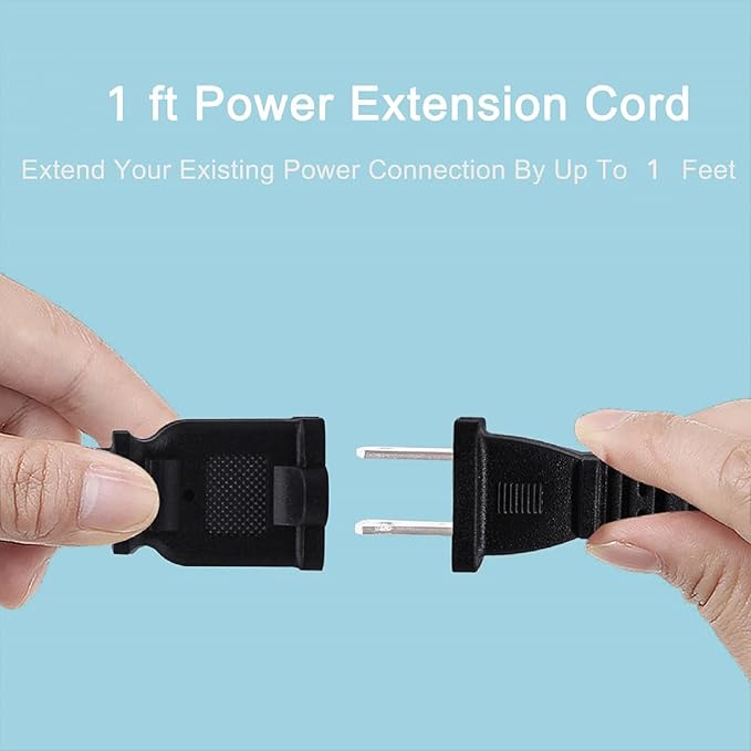 Short Extension Cord 1 FT,US Male/Female Power Cable with 2 Prong NEMA 1-15P to NEMA 1-15R Small Extension Cord Black