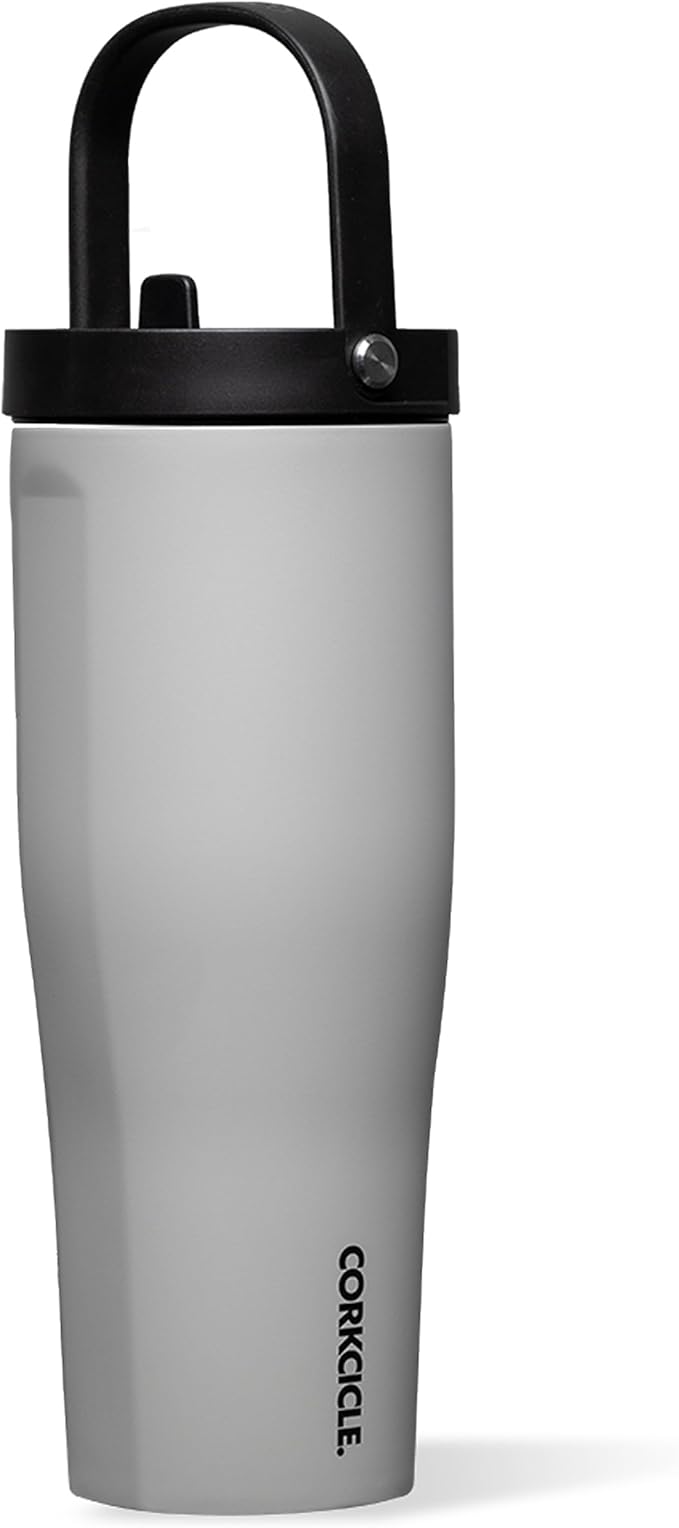 Corkcicle Go Cup XL - Leak-Proof Travel Tumbler - Triple Insulated Stainless Steel Water Bottle - Easy-Carry Handle - Summer Drinkware Gift - Keeps Drinks Ice Cold - 30 oz - River Rock