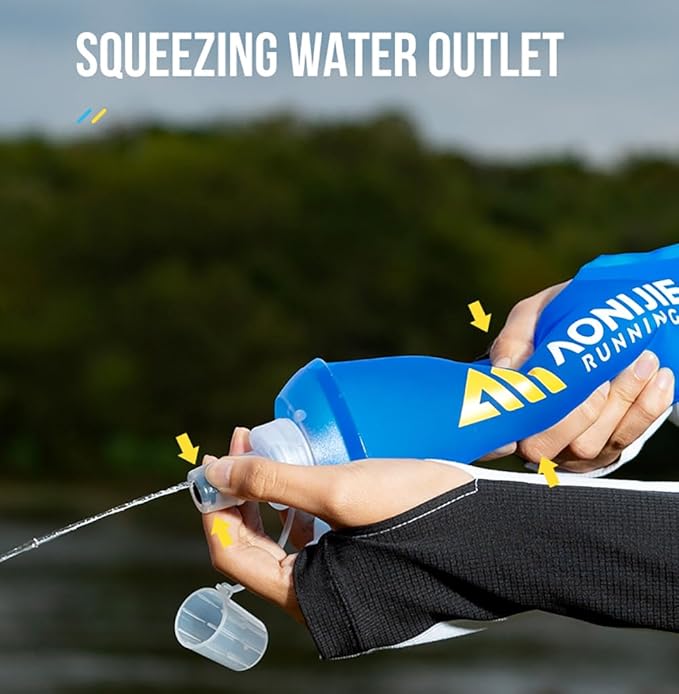 AONIJIE TPU Soft Flask Water Bottle Collapsible Running Flask for Hydration Pack, BPA Free, Wide Opening, for Outdoor Sports Hydration