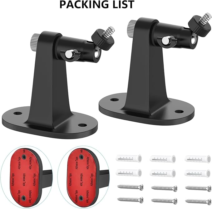 2Pack Ring Camera Wall Mount for Ring Stick Up Cam & Ring Outdoor Cam Plus, 360 Degree Adjustable No Drilling Mount for Ring Outdoor Indoor Camera(Black)