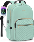 LOVEVOOK Laptop Backpack for Women 18.4 inch,Cute Womens Travel Backpack Purse,Professional Laptop Computer Bag,Waterproof Work Business College Teacher Bags Carry on Backpack with USB Port,Mint Green