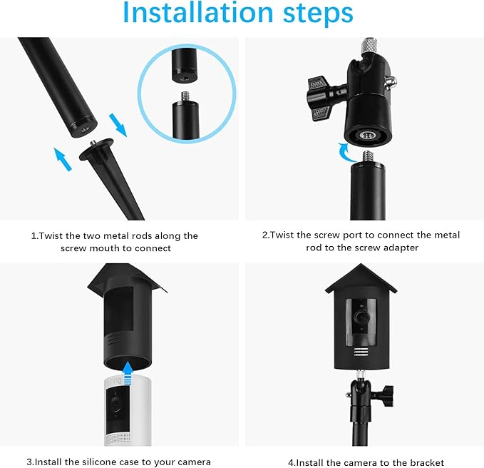 HOLACA Spike Pole Mount Ground Stake and Weatherproof Silicone Skin for Ring Stick Up Cam Battery HD Security Camera(3rd Generation), Suitable for Stake into Soft Ground