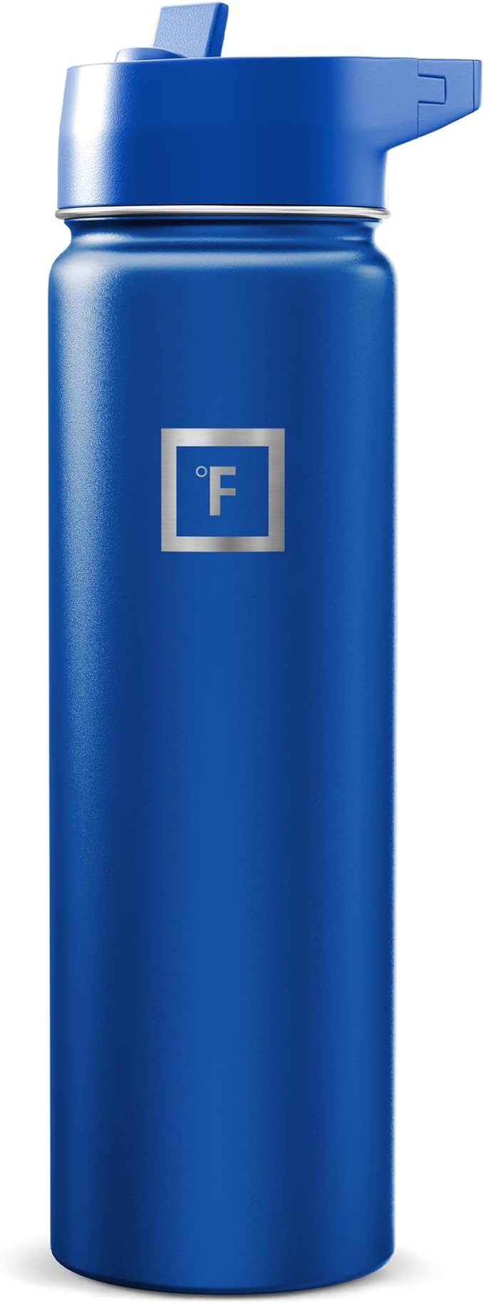 IRON °FLASK Camping & Hiking Hydration Flask with Straw, Wide Mouth Insulated Stainless Steel Sports Water Bottle - Twilight Blue 24 oz - Straw (1 Lid)